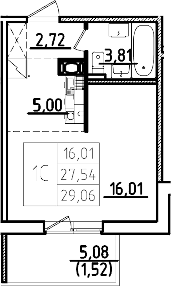 Квартира студия 32.62 м², 3/9 эт., ЖК «IQ Гатчина 3»